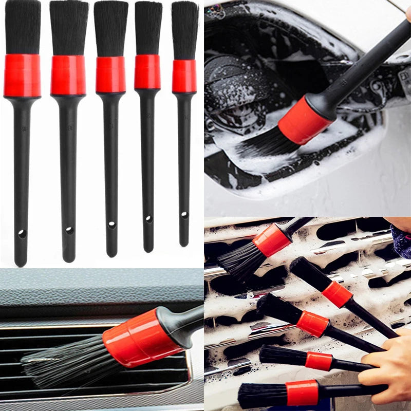 1/5pcs Car Cleaning Brush Kit Automotive Detail Brushes For Car Interior Detailing Brush Set Wheel Rims Clean Brush Plastic - My Store