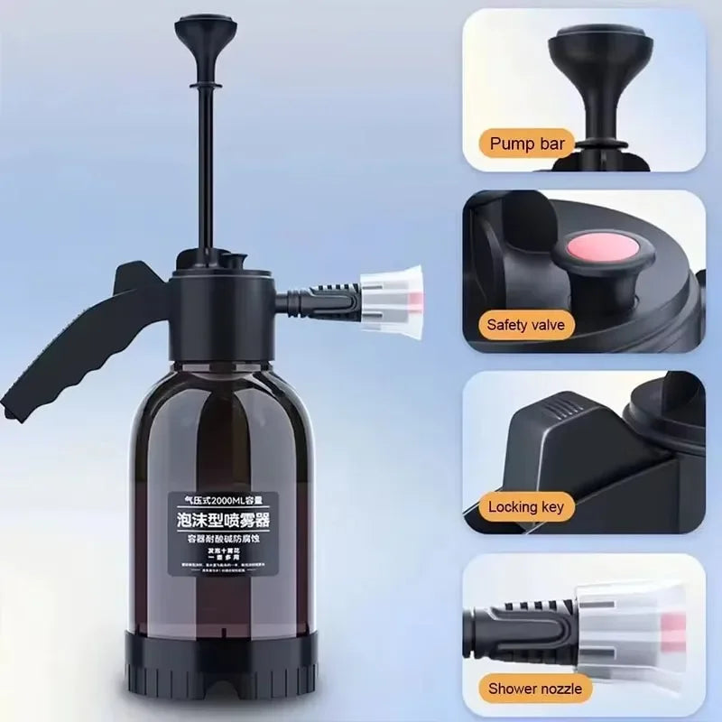 1/2pcs 2L Hand Pump Foam Sprayer Pneumatic Washer Foam Snow Foam High Pressure Car Wash Spray Bottle for Car Home Cleaning - My Store